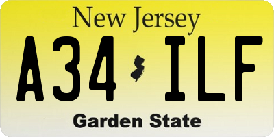 NJ license plate A34ILF