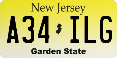 NJ license plate A34ILG