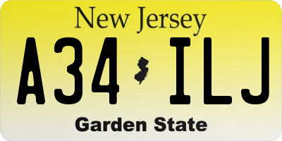 NJ license plate A34ILJ