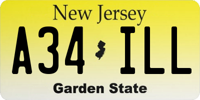 NJ license plate A34ILL