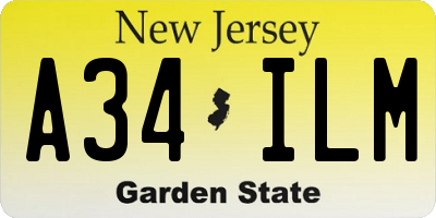 NJ license plate A34ILM