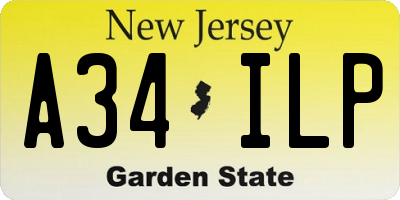 NJ license plate A34ILP
