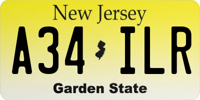 NJ license plate A34ILR