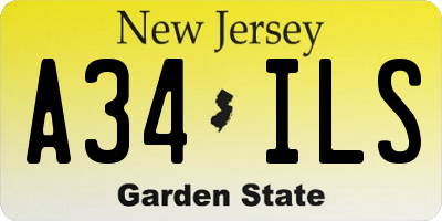 NJ license plate A34ILS