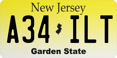 NJ license plate A34ILT