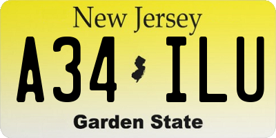 NJ license plate A34ILU