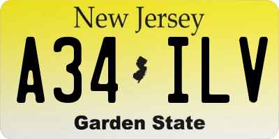 NJ license plate A34ILV
