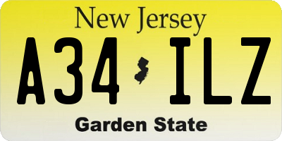 NJ license plate A34ILZ