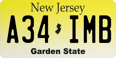 NJ license plate A34IMB