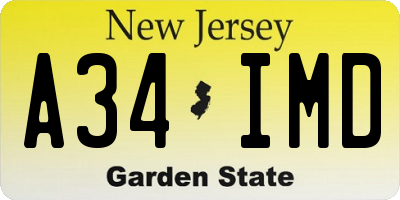 NJ license plate A34IMD