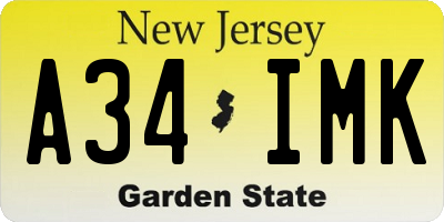 NJ license plate A34IMK