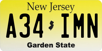 NJ license plate A34IMN