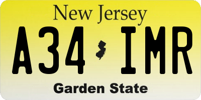 NJ license plate A34IMR