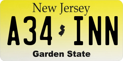 NJ license plate A34INN