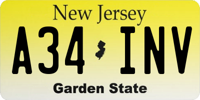 NJ license plate A34INV