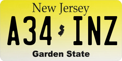 NJ license plate A34INZ