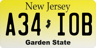 NJ license plate A34IOB