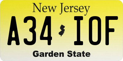 NJ license plate A34IOF