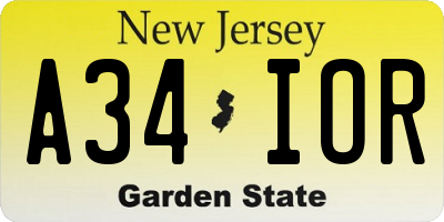 NJ license plate A34IOR