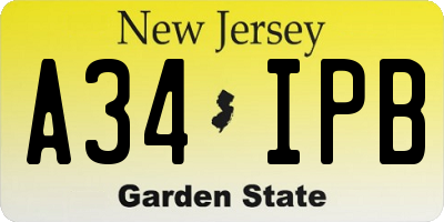 NJ license plate A34IPB
