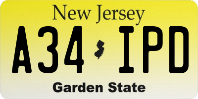 NJ license plate A34IPD
