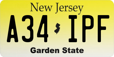 NJ license plate A34IPF