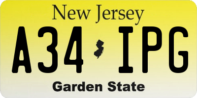 NJ license plate A34IPG