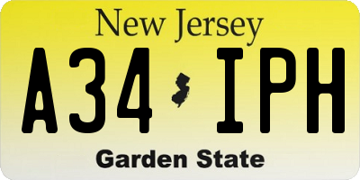 NJ license plate A34IPH