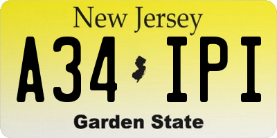 NJ license plate A34IPI