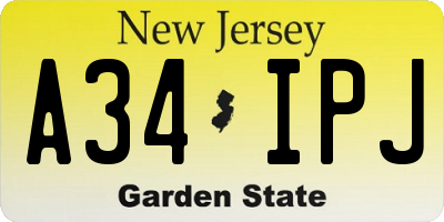 NJ license plate A34IPJ