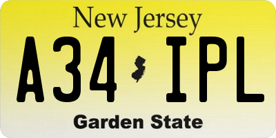NJ license plate A34IPL