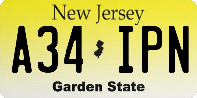 NJ license plate A34IPN