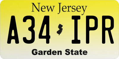 NJ license plate A34IPR