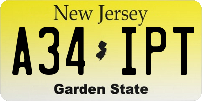 NJ license plate A34IPT