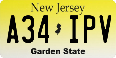 NJ license plate A34IPV