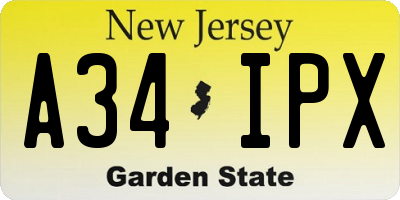 NJ license plate A34IPX
