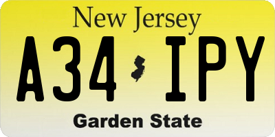 NJ license plate A34IPY