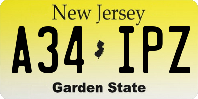 NJ license plate A34IPZ