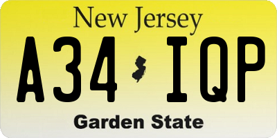 NJ license plate A34IQP