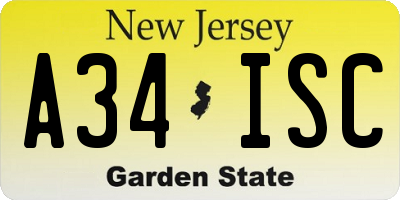 NJ license plate A34ISC