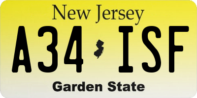 NJ license plate A34ISF