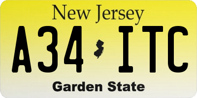 NJ license plate A34ITC