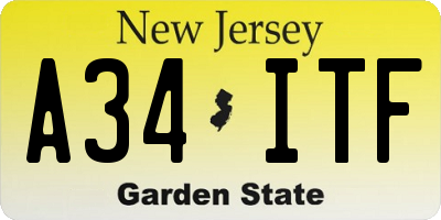 NJ license plate A34ITF
