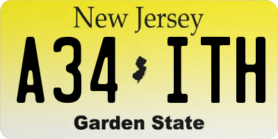 NJ license plate A34ITH