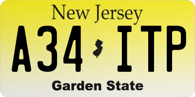 NJ license plate A34ITP