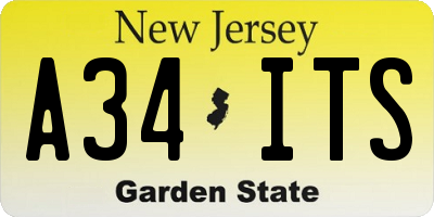 NJ license plate A34ITS