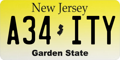NJ license plate A34ITY
