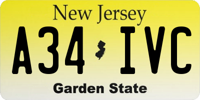 NJ license plate A34IVC