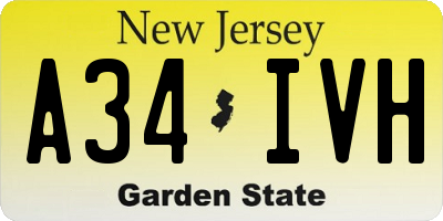 NJ license plate A34IVH
