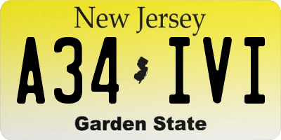 NJ license plate A34IVI